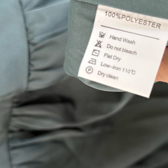 Zahraa The Label Long Sleeve Smocked Tiered Maxi Dress in French Blue Satin - Picture 5 of 8